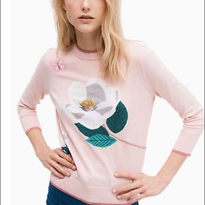 Kate Spade Broome Street Cameopink Flower Sweater